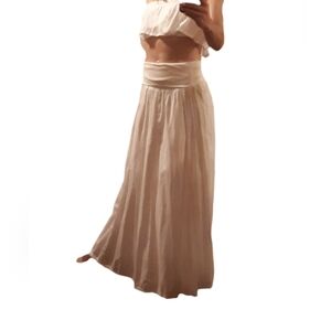 Elegant White Cotton Maxi Skirt
